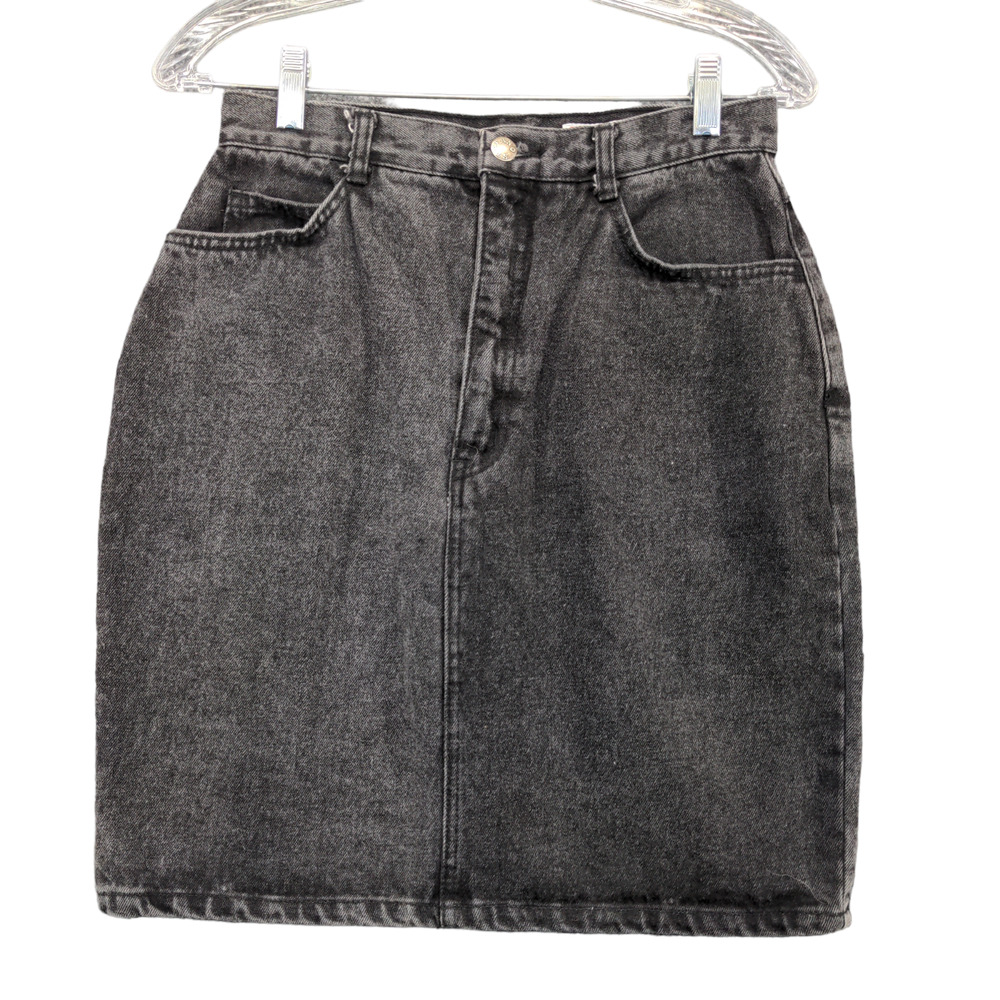 Stefano Sportswear Womens Denim Skirt Black Size 10 Pockets Belt Loops